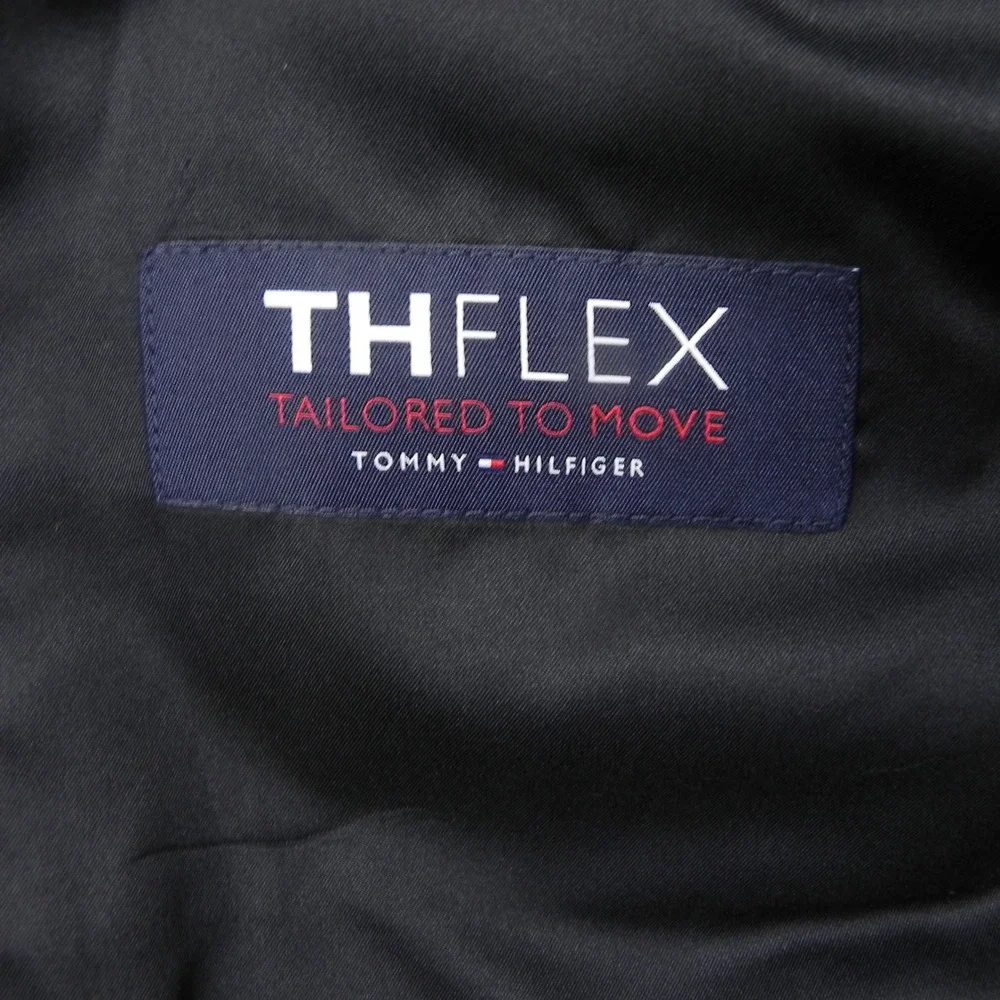 Tommy Hilfiger Suit Jacket Mens 38R TH Flex Wool Blend Plaid Blazer Gray